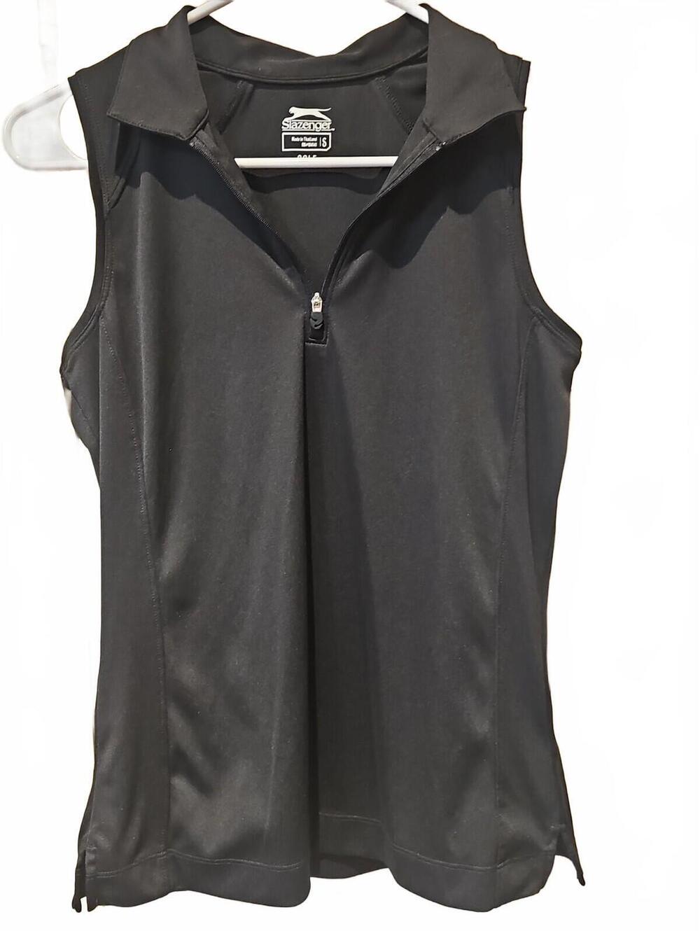 Slazenger Golf Black Sleeveless Golf Polo Shirt Black Size Small S Zip Top